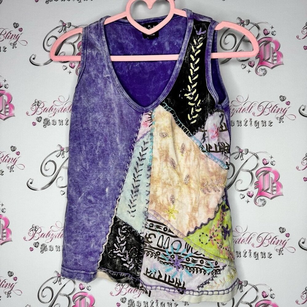 Nepal colorful handmade boho hippie Patchwork Tank Top embroidered